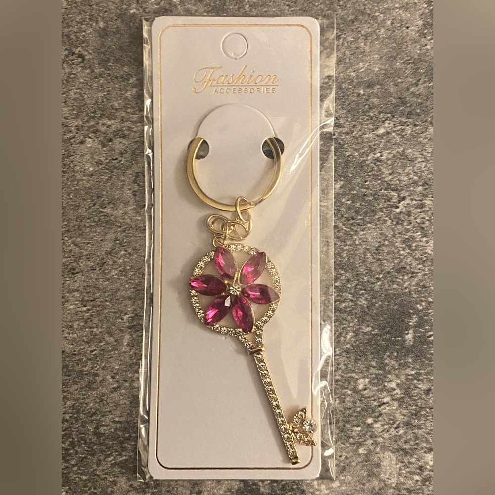 Gold Key Shaped Keychain - Multiple Colors - Your Choice